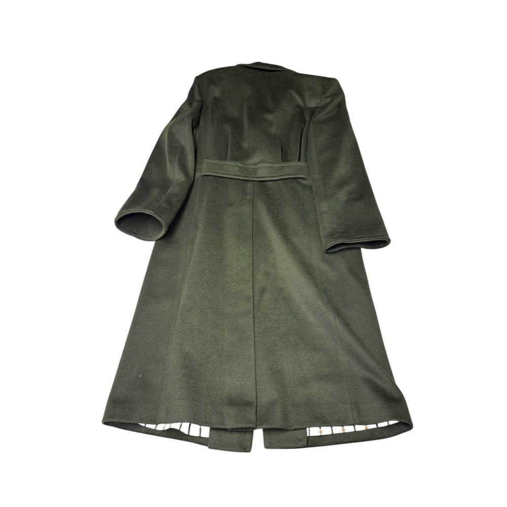 Ashley Scott Petite Vintage 100% Pure Wool Overcoat Forest Green Long Coat - Picture 6 of 10